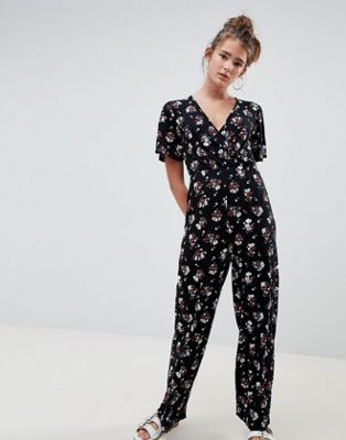 Daisy Street Jumpsuit with Kimono sleeves in Dark Floral Print | ASOS