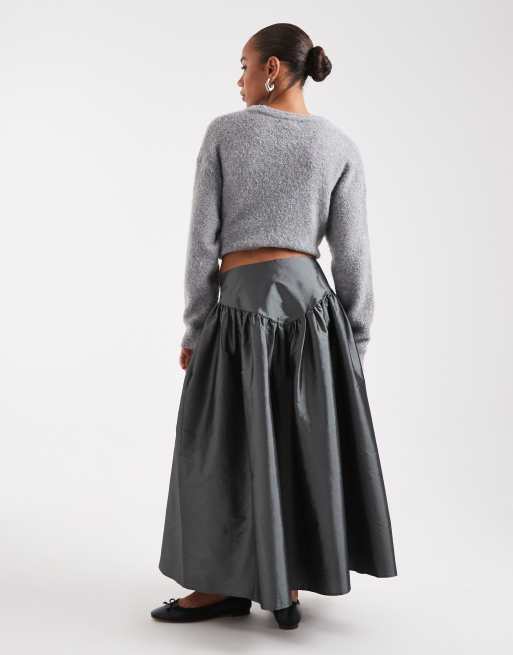 Daisy Street - Jupe en taffetas à taille basse - Gris acier, 4 de 5