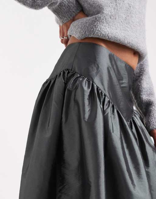 Daisy Street - Jupe en taffetas à taille basse - Gris acier, 5 de 5