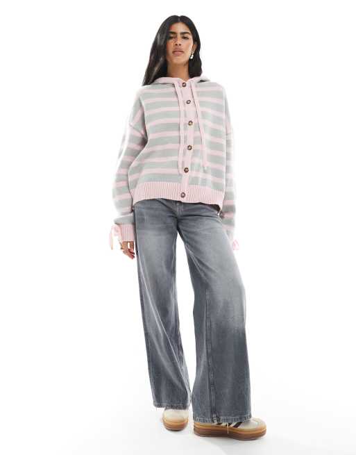 Daisy Street – Kapuzen-Cardigan mit rosa Streifen, 2 von 4