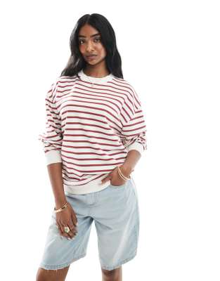 Daisy Street - Kastiges Sweatshirt in Rot gestreift