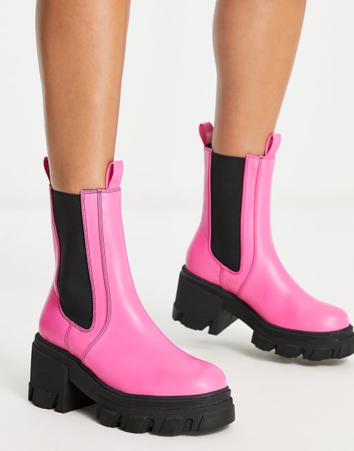 Daisy Street – Klarrosa, grova ankelboots med delad sula , 3 av 4