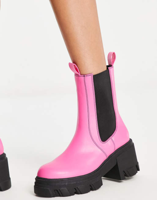 Daisy Street – Klarrosa, grova ankelboots med delad sula , 4 av 4