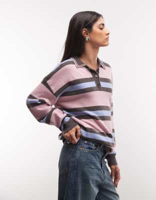 Daisy Street Knit Polo Sweater In Multi
