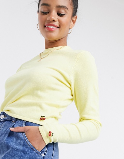Daisy Street knitted jumper with cherry detail