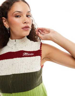 Daisy Street Knitted Zip Up Vest With Funnel Neck In Multi
