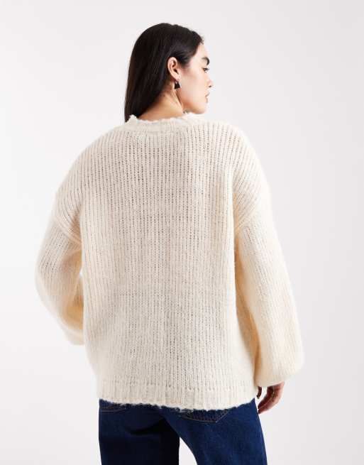 Daisy Street – Kremowy sweter oversize z balonowymi rękawami, 4 z 4
