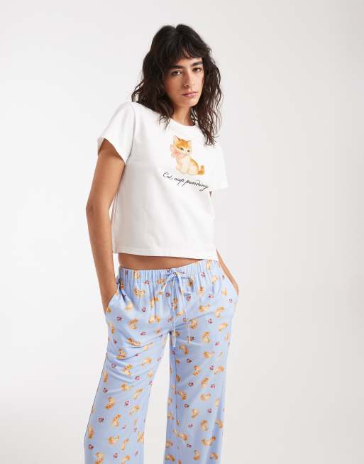 Daisy Street – Kurzärmliger Pyjama mit Katzenmuster, 4 von 4