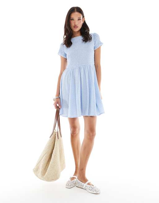 Daisy Street – Kurzes Hängerkleid in kariertem Blau, 2 von 4