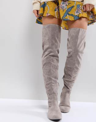 gray over the knee suede boots