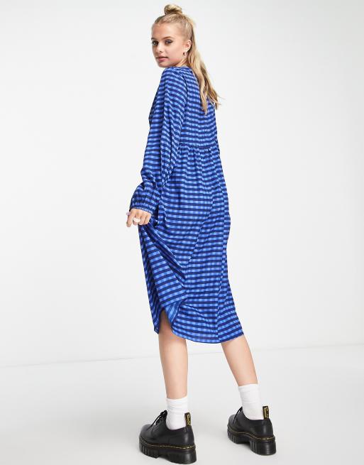 Daisy Street – Langärmliges Hängerkleid mit hellblauem Karomuster, 2 von 4