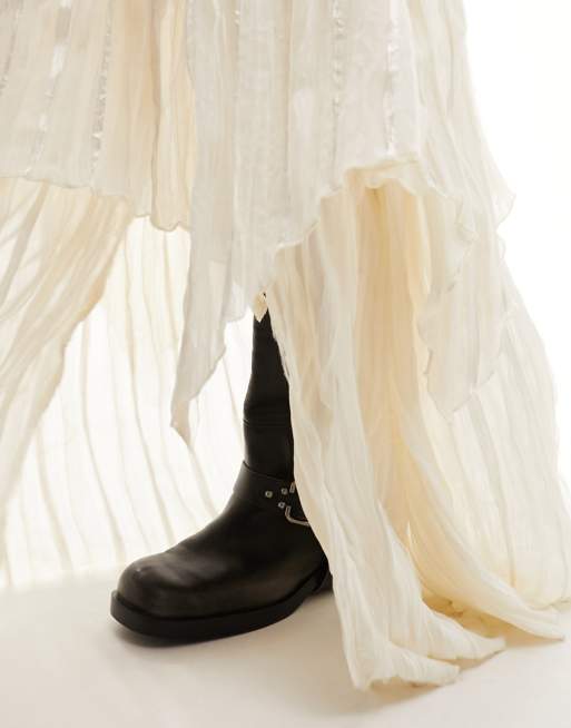Daisy Street layered hem maxi prairie skirt in cream texture co-ord, 4 of 5