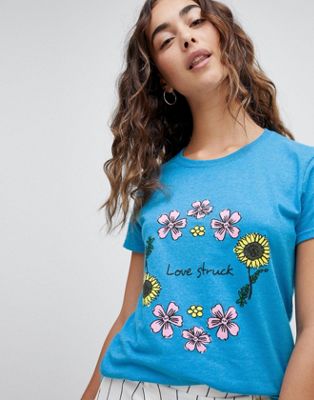 Daisy Street - Ledig t-shirt med Love Struck-tryck-Blå