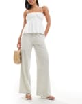 [Daisy Street] Daisy Street linen blend mid rise pants in beige-Neutral 16 BEIGE
