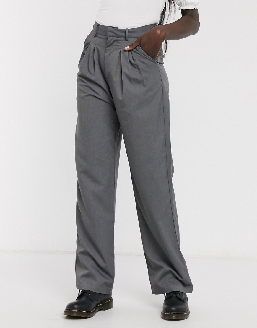 daisy street -  – Locker geschnittene Hose mit weitem Beinschnitt und Falten, Kombiteil-Grau
