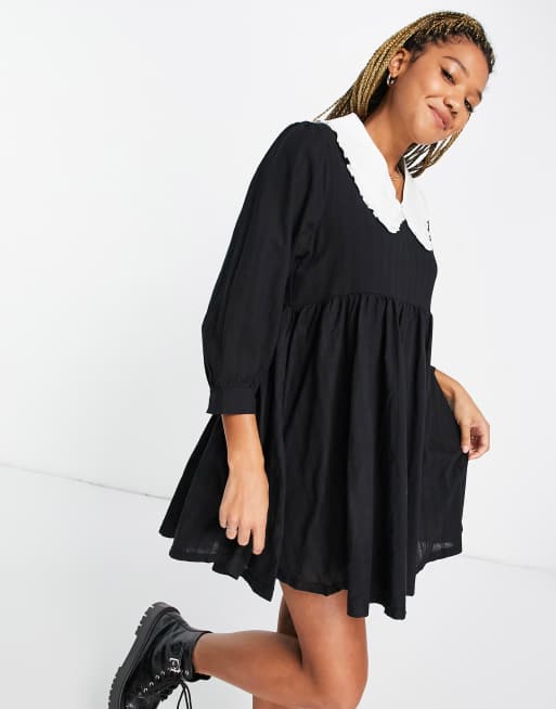 Daisy Street long sleeve mini smock dress with contrast collar, 4 of 4