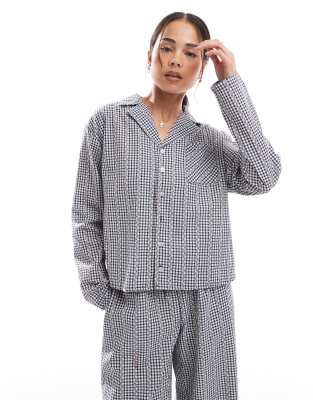 Daisy Street Long Sleeve Pajama Button Up Shirt