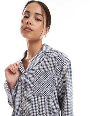 Daisy Street Long Sleeve Pajama Button Up Shirt