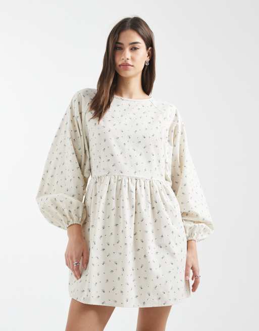Daisy Street long sleeve smock mini dress in multi floral, 3 of 4