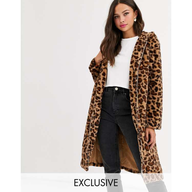 Longline on sale leopard coat