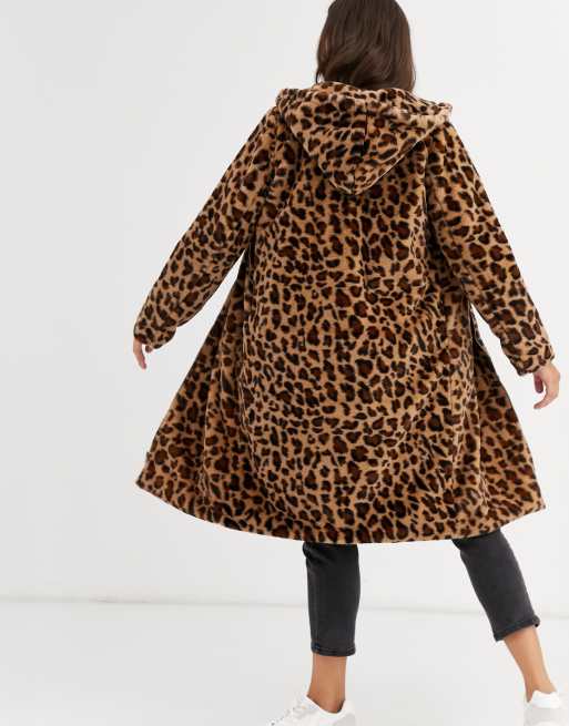 Leopard print clearance coat with hood