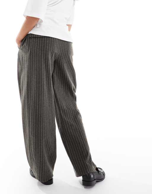 Daisy Street low rise baggy pants in charcoal stripe
