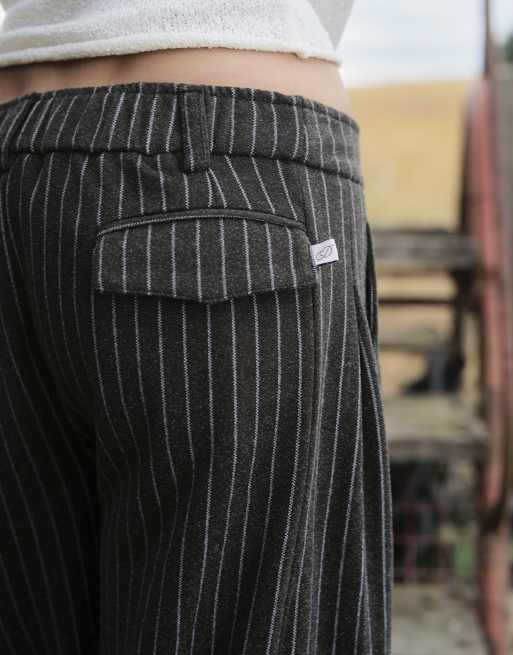 Daisy Street low rise baggy trousers in charcoal stripe, 4 of 4