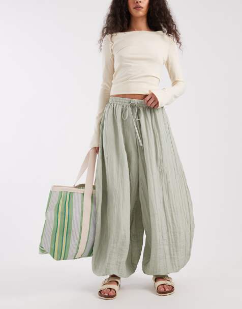 Daisy Street low rise balloon pants in sage - view 1