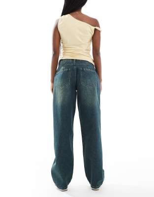 Daisy Street Low Rise Barrel Jeans In Blue
