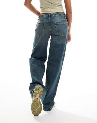 Daisy Street Low Rise Boyfriend Jeans In Blue