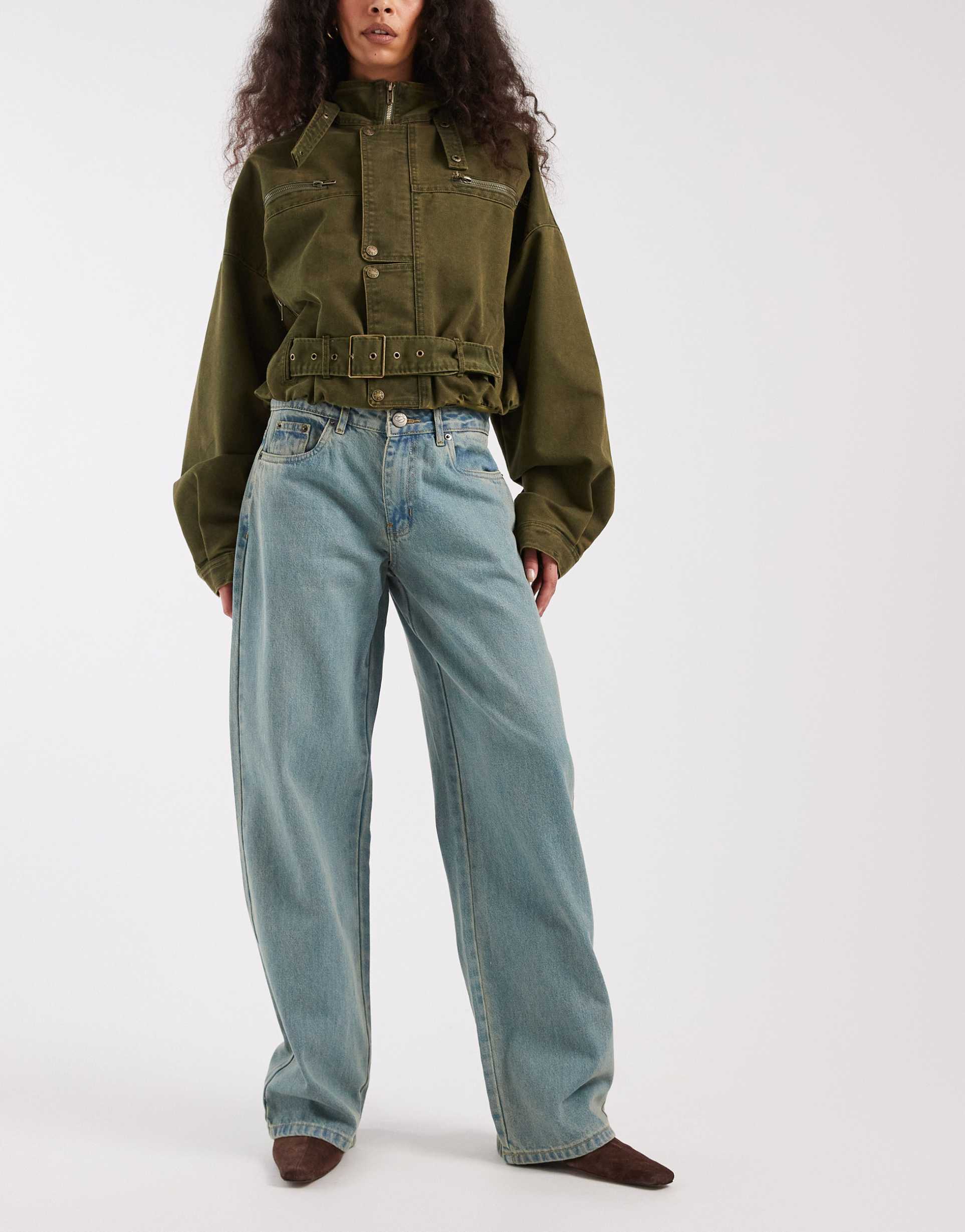 daisy street low rise boyfriend jeans in blue