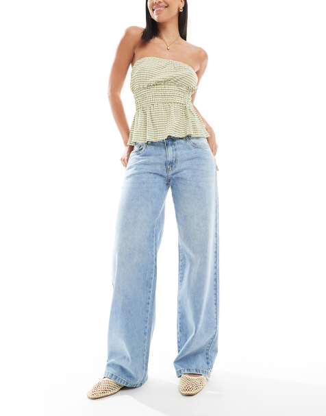 Daisy Street low rise boyfriend jeans in light blue wash - view 1