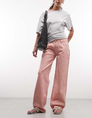 Daisy Street Low Rise Boyfriend Jeans In Pink