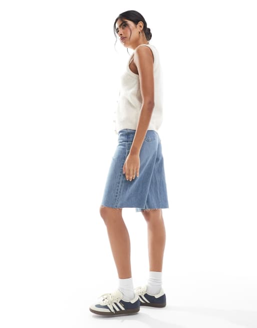 Daisy Street low rise denim jorts in blue