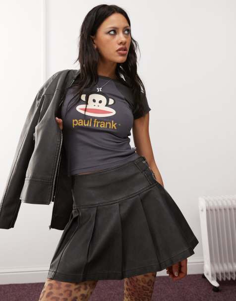 Daisy Street low rise pleated mini skirt in PU co-ord