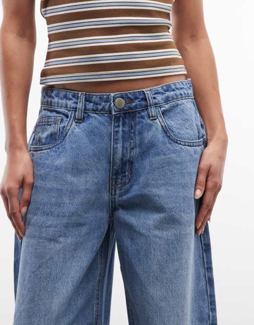 Daisy Street low rise slouchy wide leg jeans in mid blue, 5 of 5