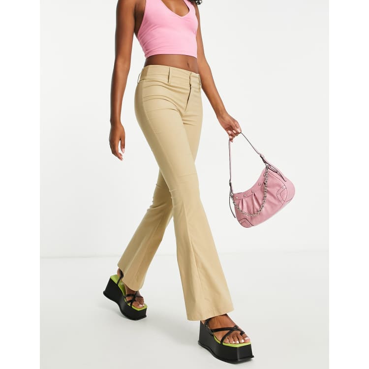 Daisy Street low rise Y2K fitted flare pants in stone