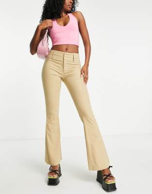 Daisy Street low rise Y2K fitted flare pants in stone