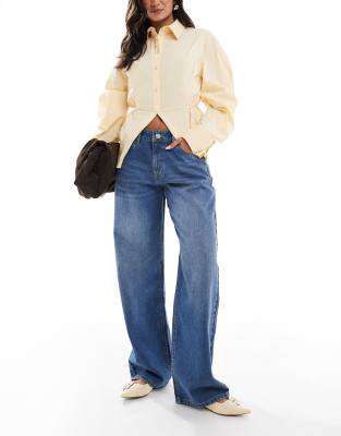 Daisy Street - Luna - Straight Jeans in Blau mit mittelhohem Bund