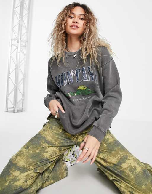 Daisy Street – Luźna bluza z nadrukiem z napisem „Montana” w stylu vintage
