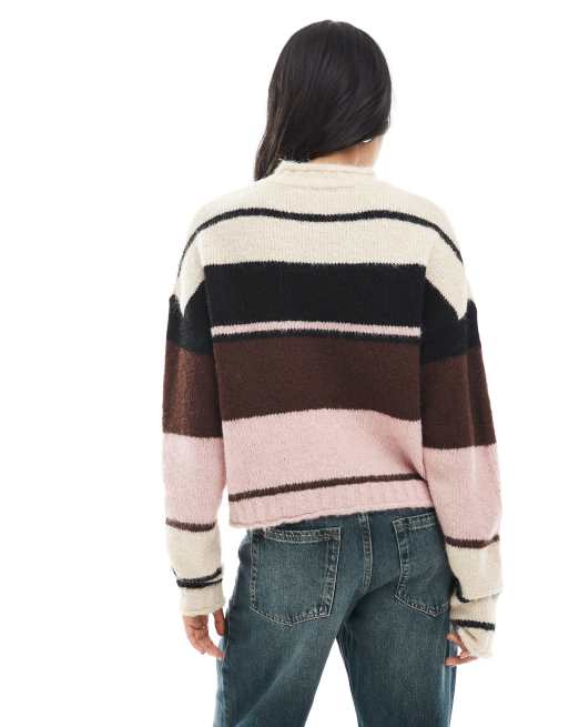 Daisy Street - Lyserød/beige strikket trøje med rullekrave, 4 af 4