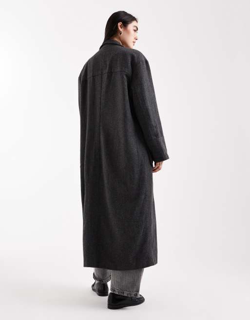 Daisy Street - Manteau coupe cocon à larges chevrons avec poignets retroussés - Gris, 2 de 4