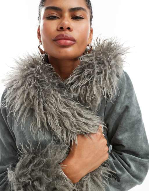 Daisy Street - Manteau en imitation daim - Anthracite, 4 de 4