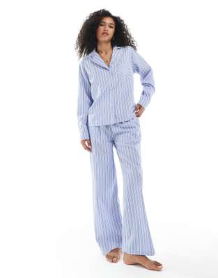 Daisy Street Matching Long Sleeve Shirt And Pants In Blue