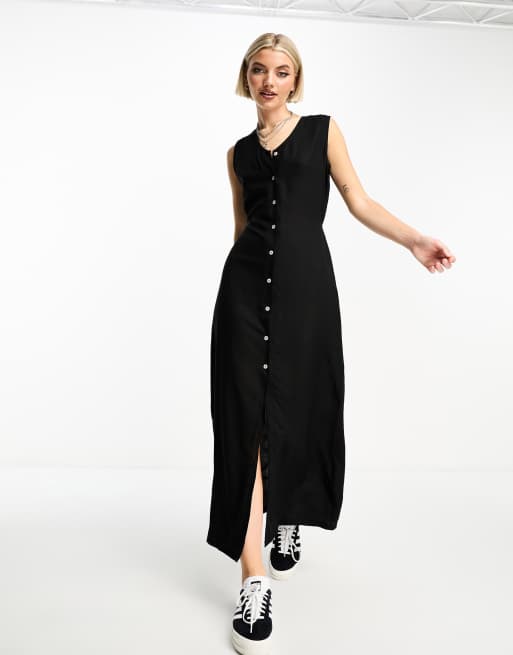 Sleeveless button store down maxi dress