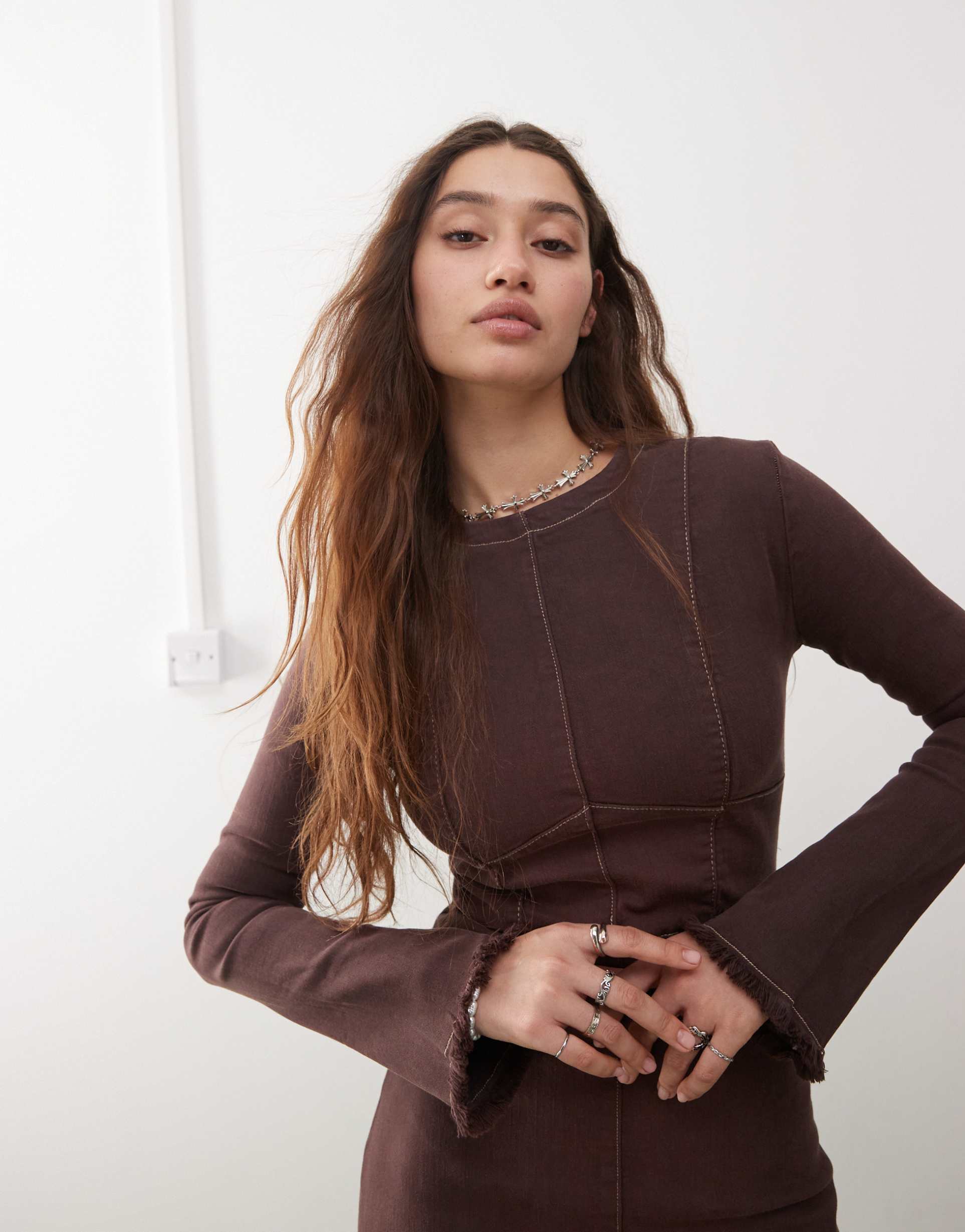 daisy street maxi dress in washed brown