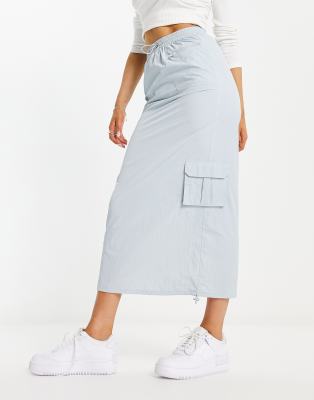 Daisy Street Daisy Street maxi length cargo skirt in icy blue-Multi