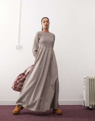 Daisy Street Maxi Smock Dress In Multi Plaid