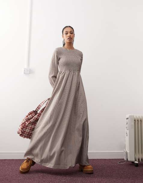 Daisy Street maxi smock dress in multi plaid - view 1