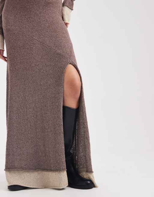 Daisy Street – Maxikleid aus Strick in Dusty Mauve mit doppellagiger Optik, 3 von 4
